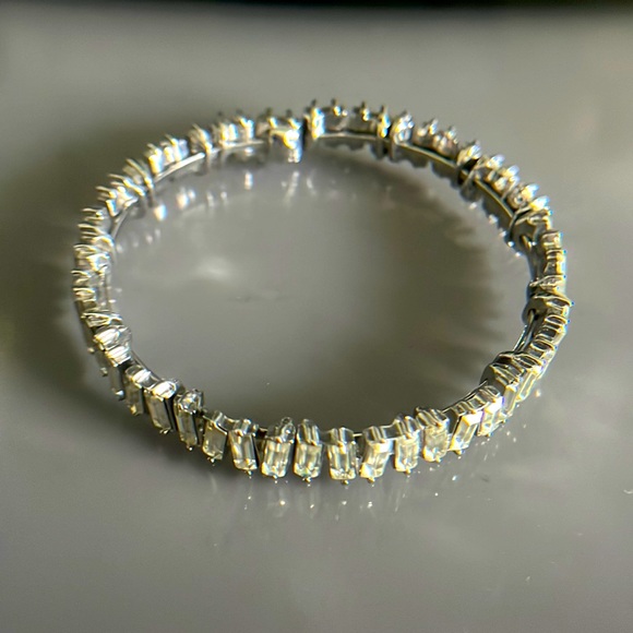 Vintage Gypsy Set Rhinestone Baguette Bypass Bracelet - Picture 1 of 9